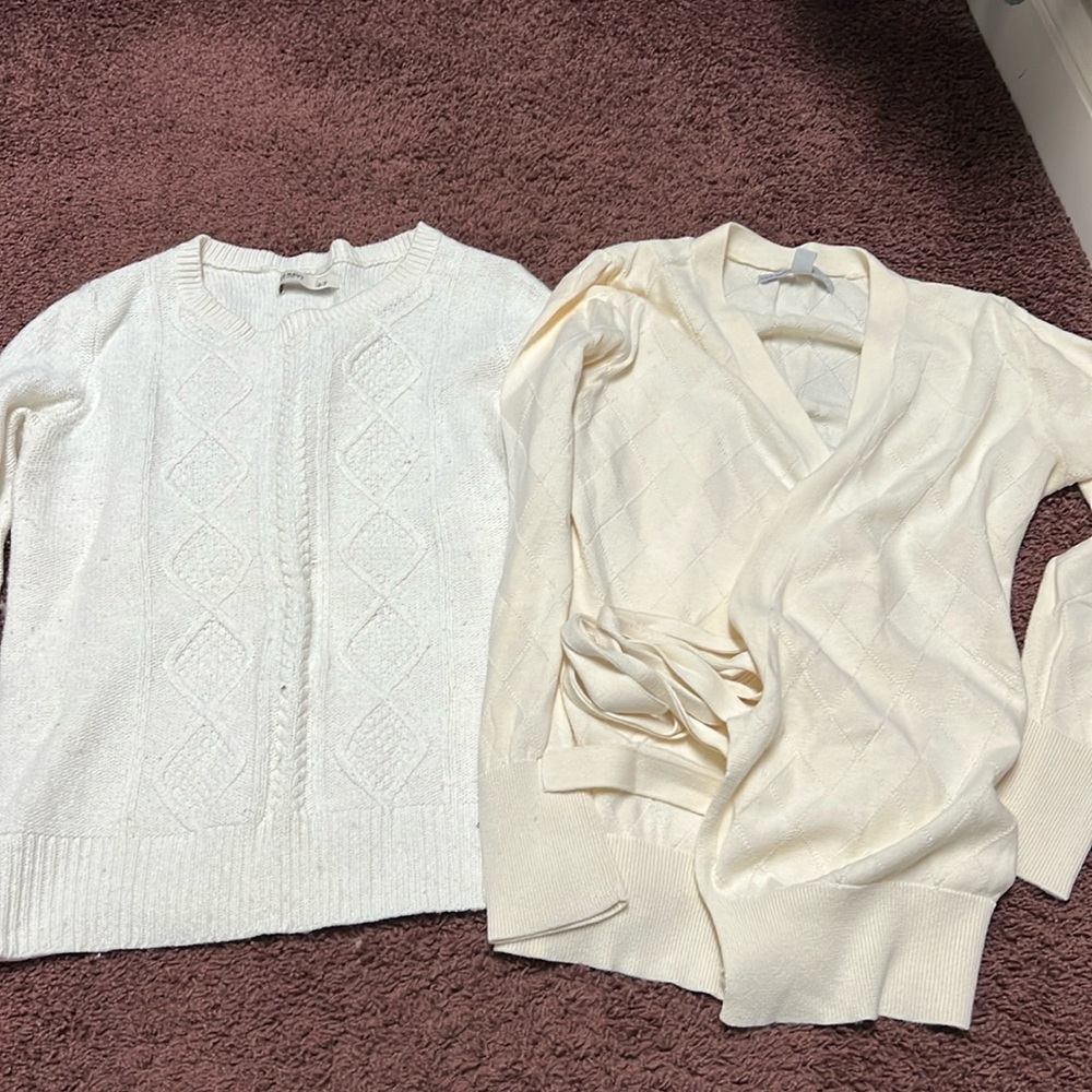 2 Old Navy cream/ivory sweaters